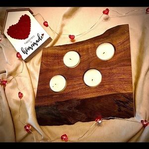 Live edge wooden,walnut,handmade tea light holder